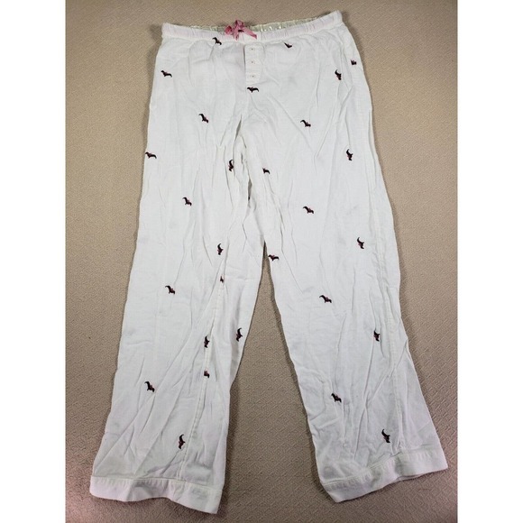 GAP Pants Womens Medium M Dogs‎ Straight Pull On Sweatpants Drawstring White - Picture 1 of 13